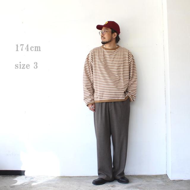 amne ハイゲージボーダーワイドクルー TWISTED BORDER Long sleeve tee / amn-CS-099　（Camel×Natural） |  | 06