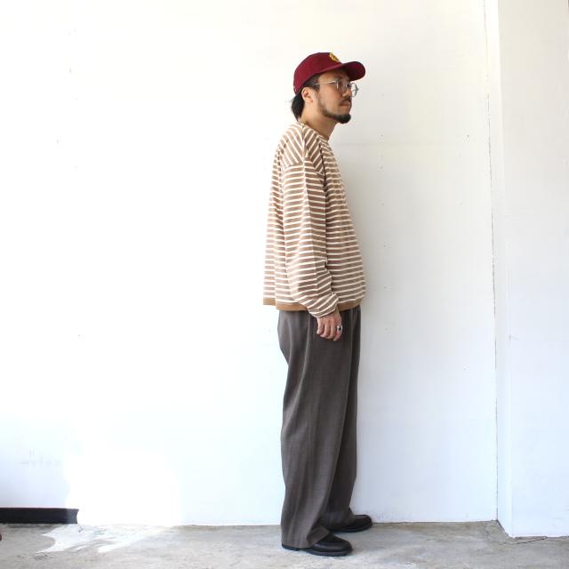 amne ハイゲージボーダーワイドクルー TWISTED BORDER Long sleeve tee / amn-CS-099　（Camel×Natural） |  | 07