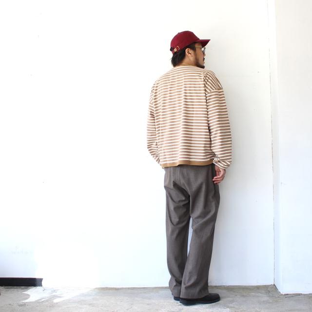 amne ハイゲージボーダーワイドクルー TWISTED BORDER Long sleeve tee / amn-CS-099　（Camel×Natural） |  | 08