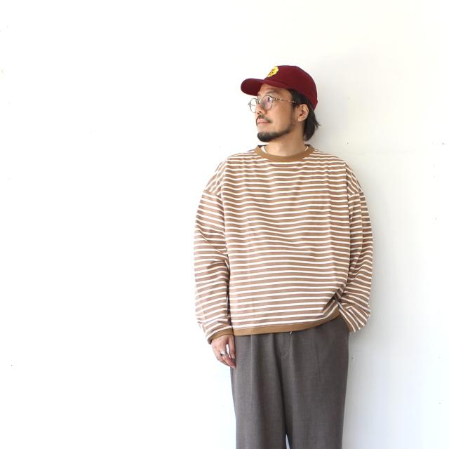 amne ハイゲージボーダーワイドクルー TWISTED BORDER Long sleeve tee / amn-CS-099　（Camel×Natural） |  | 09