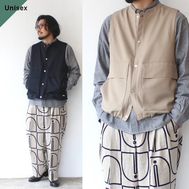 amne ギャバジンカラーレスベスト GABARDINE useful vest / amn-VT-002 | 