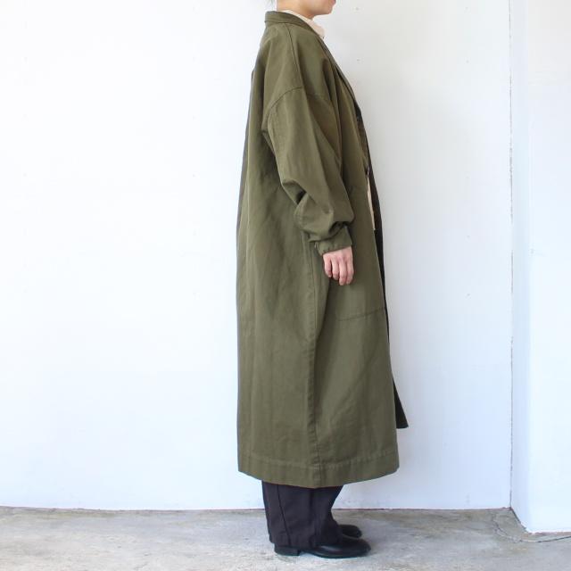 sasanqua by trees コットンリネンフレンチワークコート C/L French work coat　（Olive） |  | 02