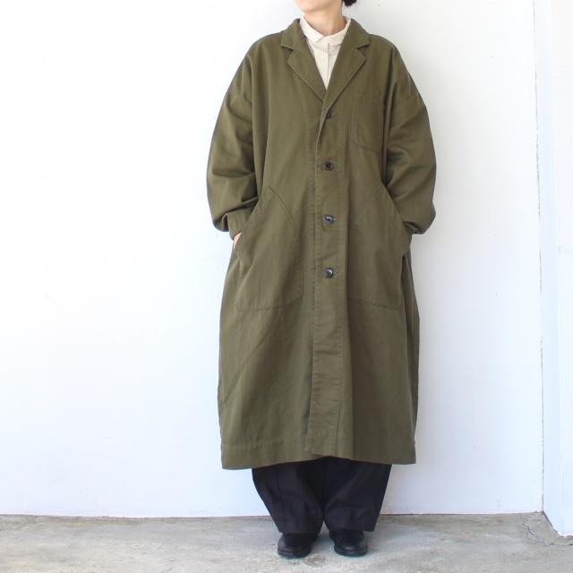 sasanqua by trees コットンリネンフレンチワークコート C/L French work coat　（Olive） |  | 06