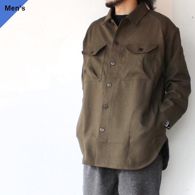 【20%OFF】Upscape Audience ウールライクポリサファリシャツ （Khaki） | Audience