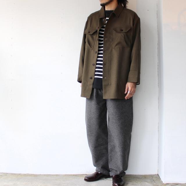 【20%OFF】Upscape Audience ウールライクポリサファリシャツ （Khaki） | Audience | 01