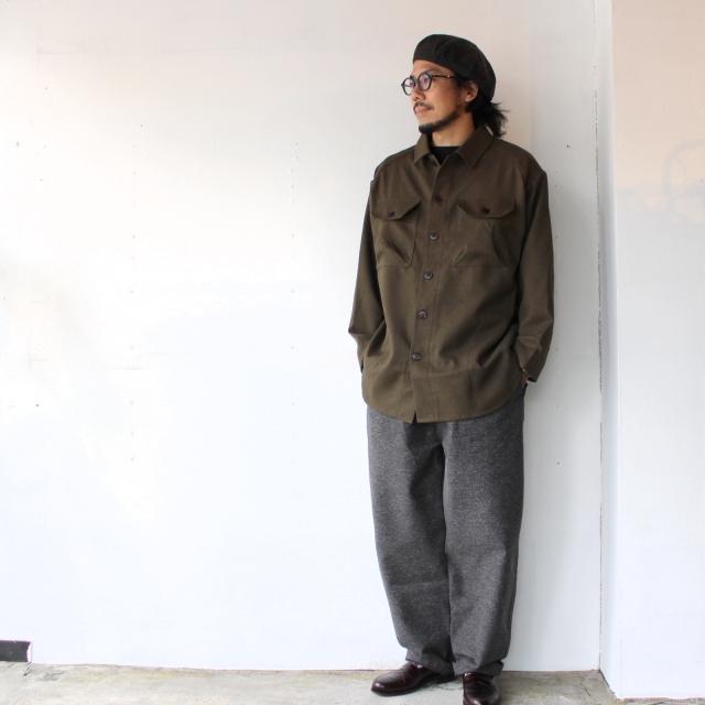 【20%OFF】Upscape Audience ウールライクポリサファリシャツ （Khaki） | Audience | 04
