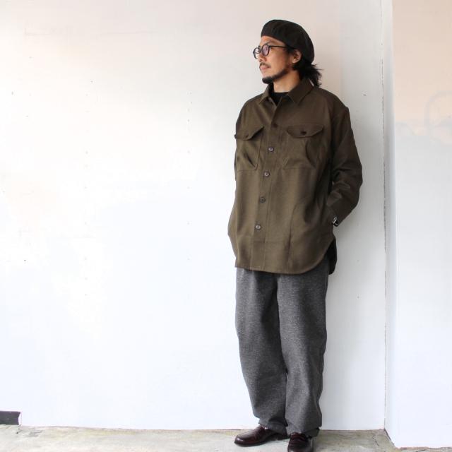 【20%OFF】Upscape Audience ウールライクポリサファリシャツ （Khaki） | Audience | 05