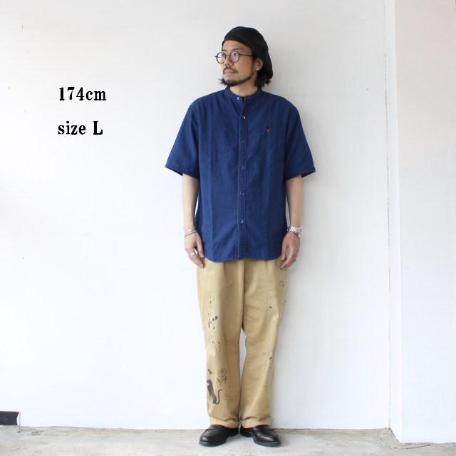 BOHEMIANS（ボヘミアンズ） バンドカラーデニムシャツS/S B.C DENIM