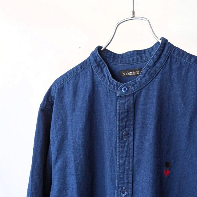 BOHEMIANS（ボヘミアンズ） バンドカラーデニムシャツS/S B.C DENIM