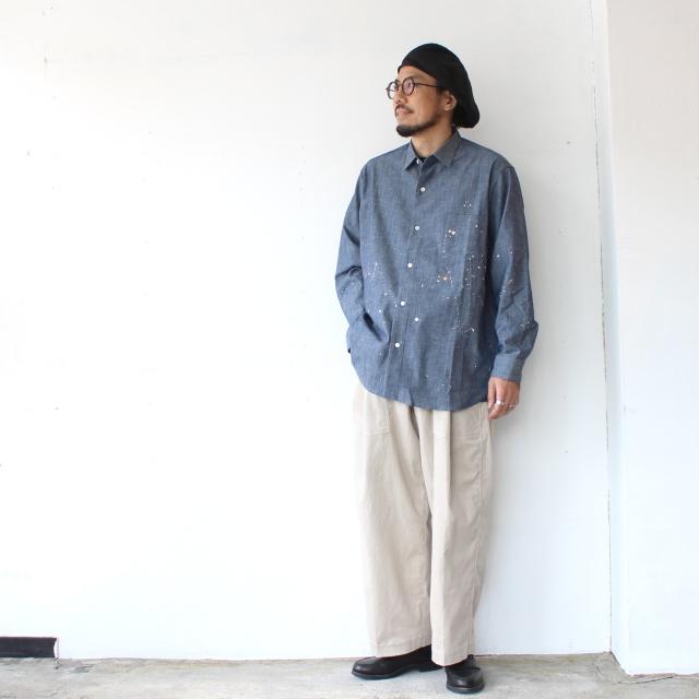 melple ペイントシャンブレーワークシャツ Logan Chambray Shirt　（Blue） | melple | 01