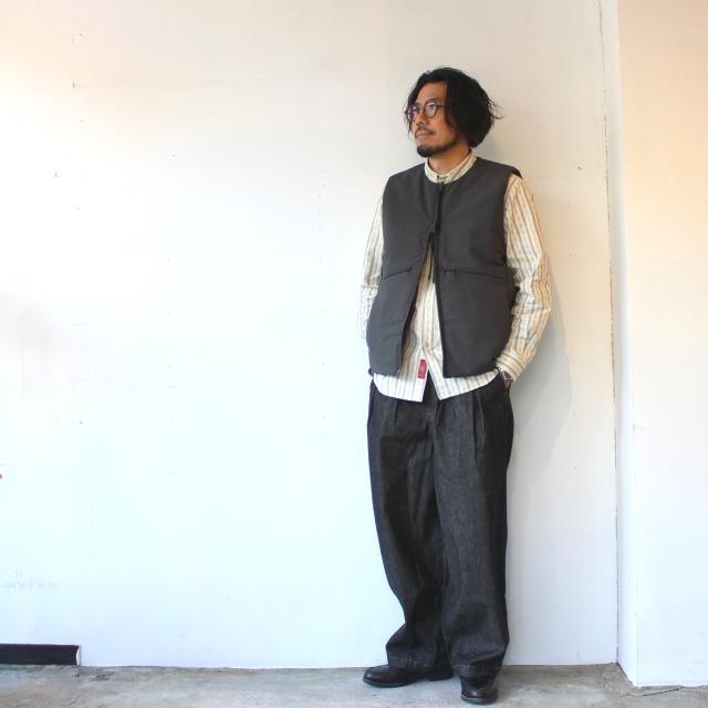 melple リバーシブル中綿ノーカラーベスト Ventura Vest　（Charcoal × Burgundy） | melple | 11