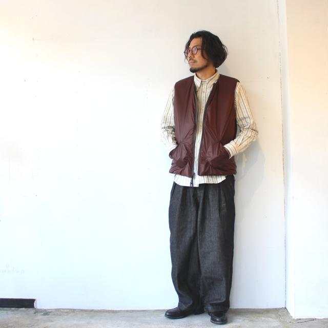 melple リバーシブル中綿ノーカラーベスト Ventura Vest　（Charcoal × Burgundy） | melple | 14