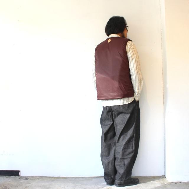 melple リバーシブル中綿ノーカラーベスト Ventura Vest　（Charcoal × Burgundy） | melple | 16