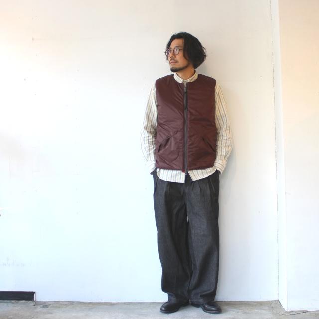 melple リバーシブル中綿ノーカラーベスト Ventura Vest　（Charcoal × Burgundy） | melple | 17