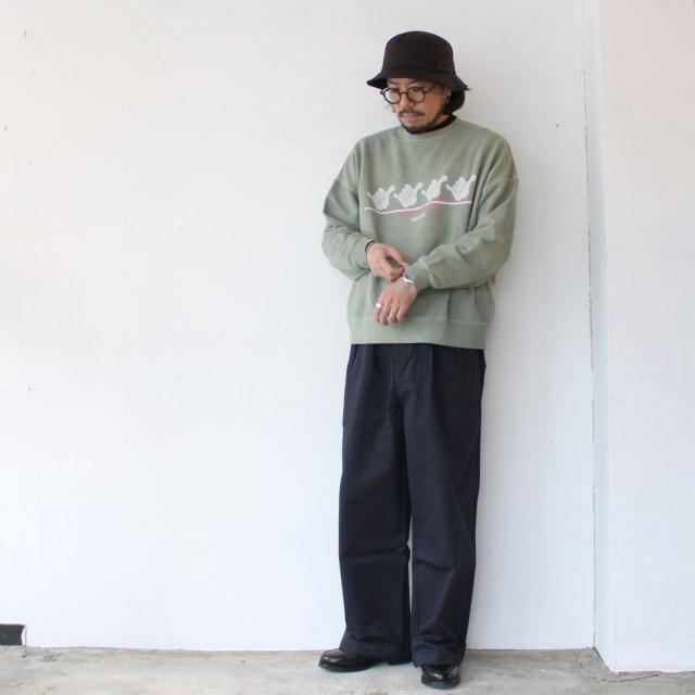 melple プリントスウェットクルー / Pasadena Crewneck Sweat Hang Loose　（SAGE） | melple | 10