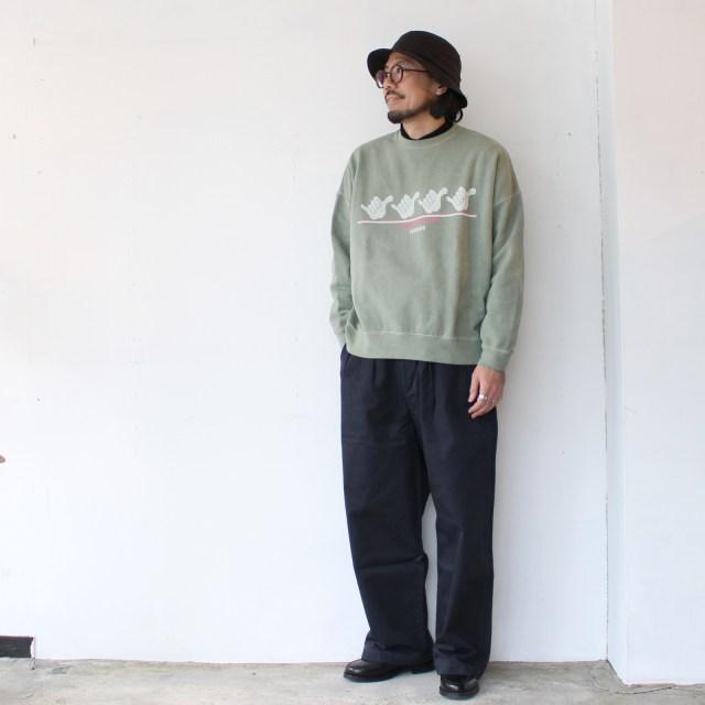 melple プリントスウェットクルー / Pasadena Crewneck Sweat Hang Loose　（SAGE） | melple | 11