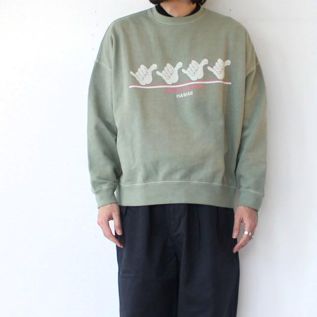 melple プリントスウェットクルー / Pasadena Crewneck Sweat Hang Loose　（SAGE） | melple | 06