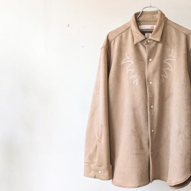 melple ウェスタン刺繍ストレッチECOスウェードシャツ Sebastian Western shirt Eco suede　（Beige） | melple | 12