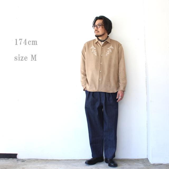 melple ウェスタン刺繍ストレッチECOスウェードシャツ Sebastian Western shirt Eco suede　（Beige） | melple | 01