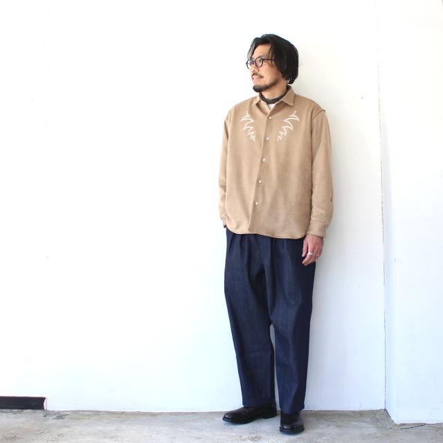melple ウェスタン刺繍ストレッチECOスウェードシャツ Sebastian Western shirt Eco suede　（Beige） | melple | 04