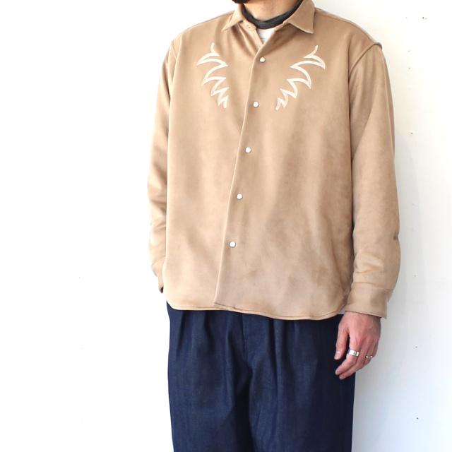melple ウェスタン刺繍ストレッチECOスウェードシャツ Sebastian Western shirt Eco suede　（Beige） | melple | 05