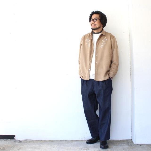 melple ウェスタン刺繍ストレッチECOスウェードシャツ Sebastian Western shirt Eco suede　（Beige） | melple | 07