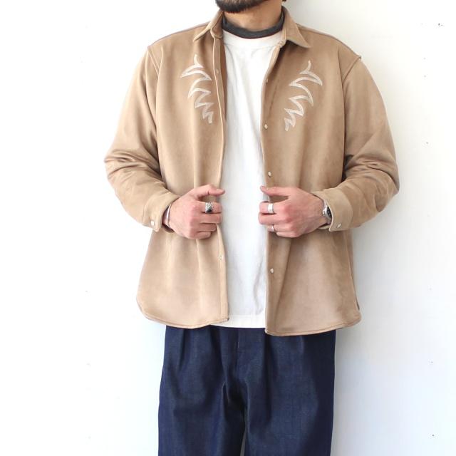 melple ウェスタン刺繍ストレッチECOスウェードシャツ Sebastian Western shirt Eco suede　（Beige） | melple | 06
