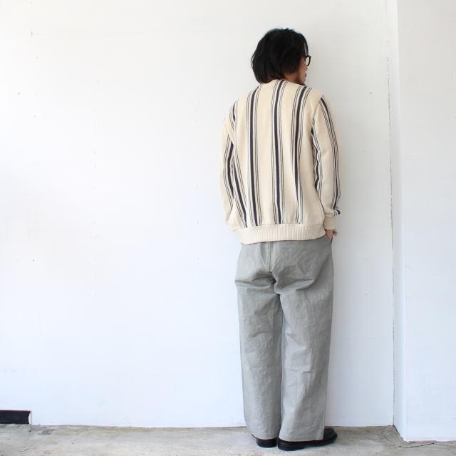 ORGUEIL（オルゲイユ） 綿麻ストライプニットカーディガン Stripe knit