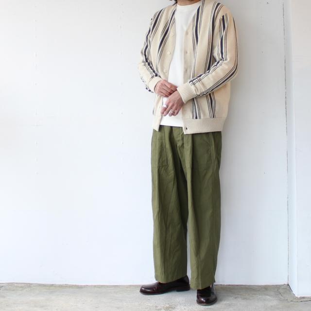 ORGUEIL Orgueil 綿麻ストライプニットカーディガン Stripe knit 