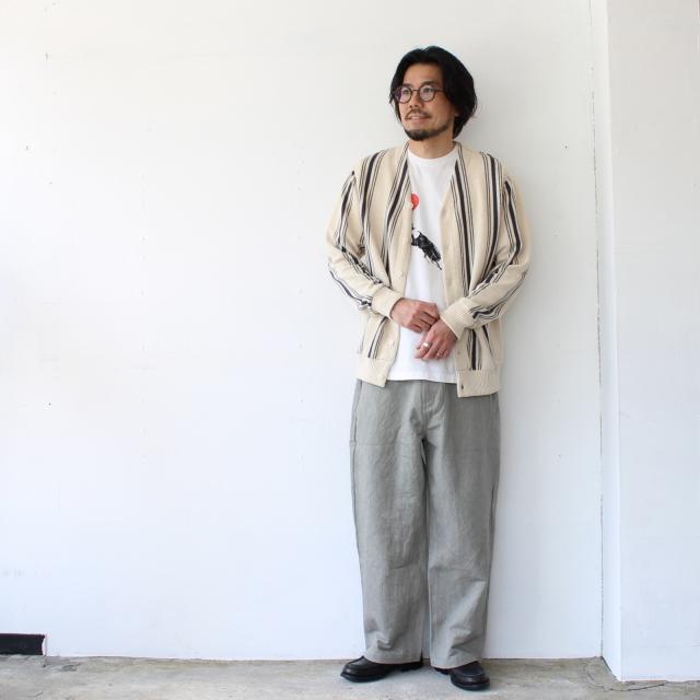 ORGUEIL（オルゲイユ） 綿麻ストライプニットカーディガン Stripe knit