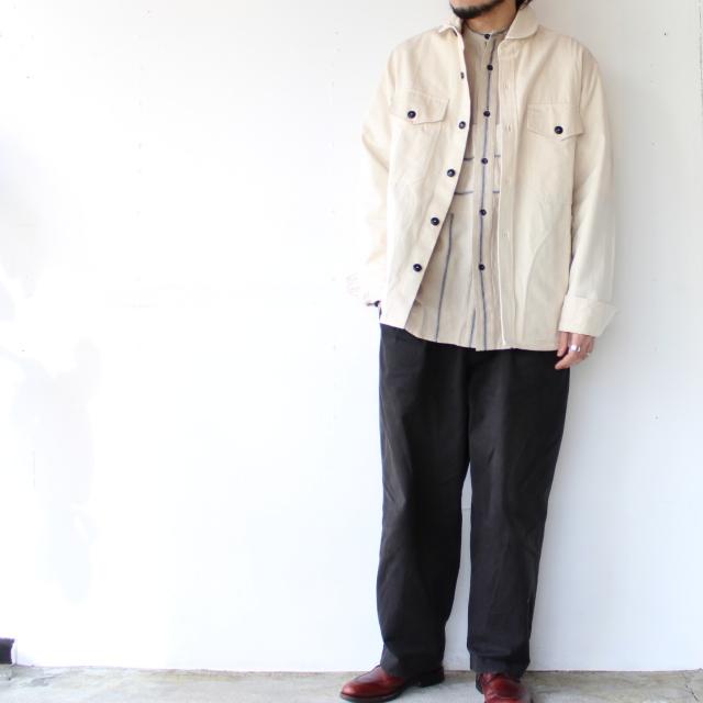 Yarmouth Oilskins コットンツイルラウンドカラージャケット THE MARITIME OVERSHIRT JACKET　（Natural） | Yarmo | 01
