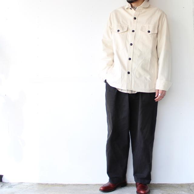 Yarmouth Oilskins コットンツイルラウンドカラージャケット THE MARITIME OVERSHIRT JACKET　（Natural） | Yarmo | 05