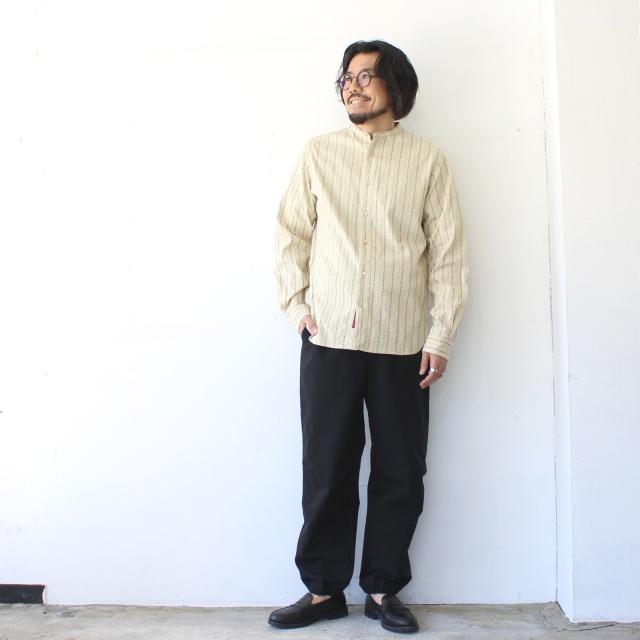 PREQUEL ストライプスタンドアップカラーシャツ Stand-up Collar Shirt　（Beige） |  | 10