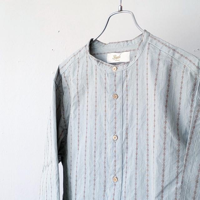 PREQUEL ストライプスタンドアップカラーシャツ Stand-up Collar Shirt　（Beige） |  | 11