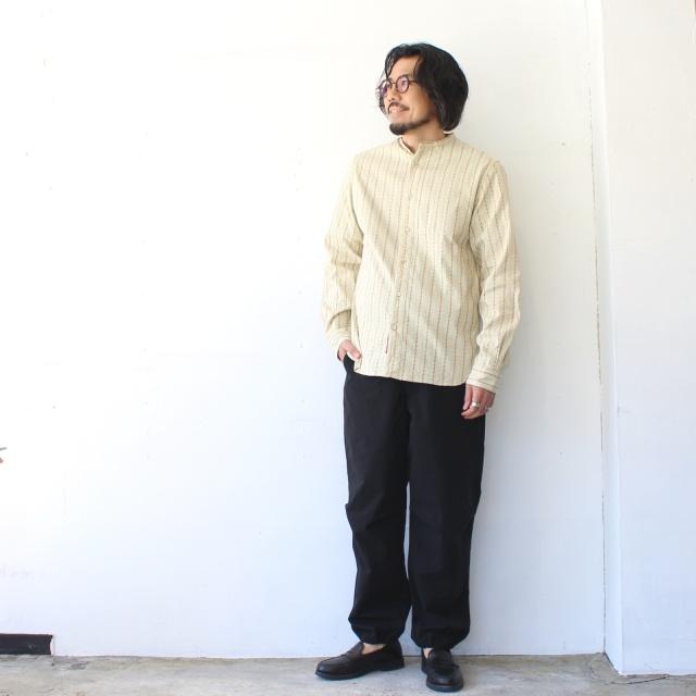 PREQUEL ストライプスタンドアップカラーシャツ Stand-up Collar Shirt　（Beige） |  | 13