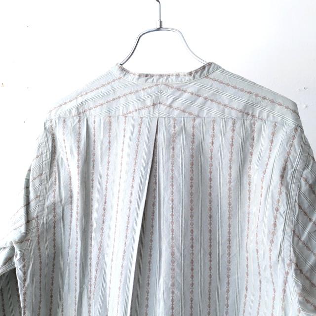 PREQUEL ストライプスタンドアップカラーシャツ Stand-up Collar Shirt　（Beige） |  | 15