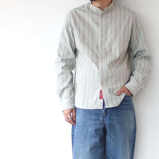 PREQUEL ストライプスタンドアップカラーシャツ Stand-up Collar Shirt　（Beige） |  | 16