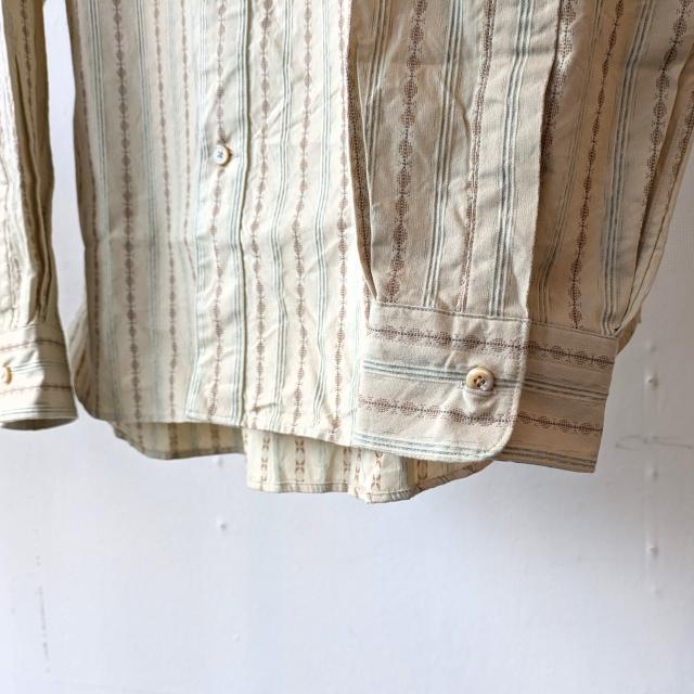 PREQUEL ストライプスタンドアップカラーシャツ Stand-up Collar Shirt　（Beige） |  | 02