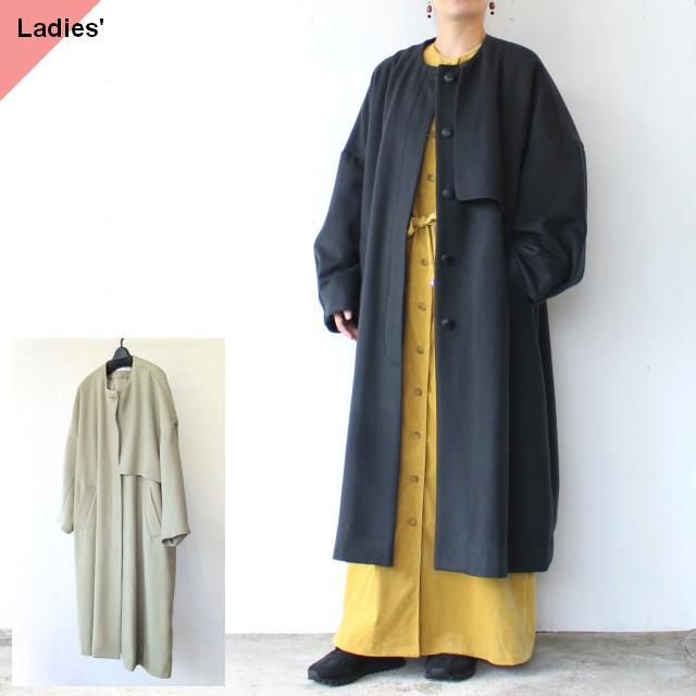 SETTO 140ウール×ラムウールビーバーノーカラーコート GAN COAT | SETTO
