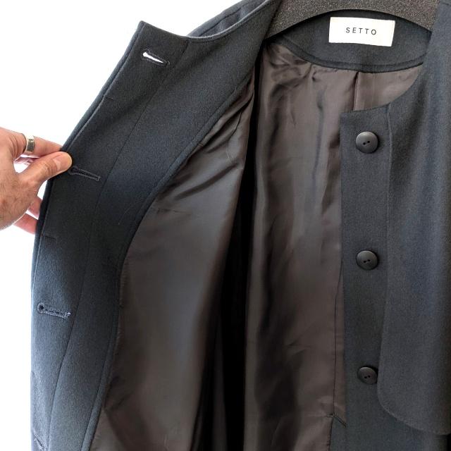 SETTO 140ウール×ラムウールビーバーノーカラーコート GAN COAT | SETTO | 15