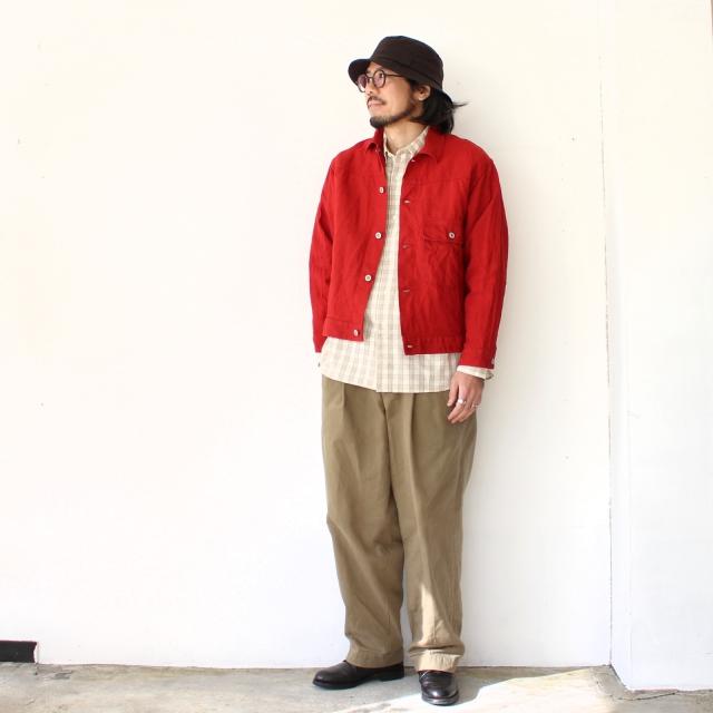 weac. リネンジャケット LOST GENERATION DENIM　（RED）の画像