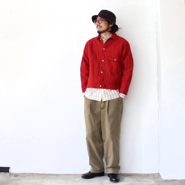 weac. リネンジャケット LOST GENERATION DENIM　（RED）の画像