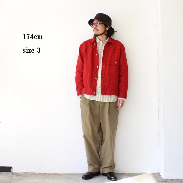 weac. リネンジャケット LOST GENERATION DENIM　（RED）の画像