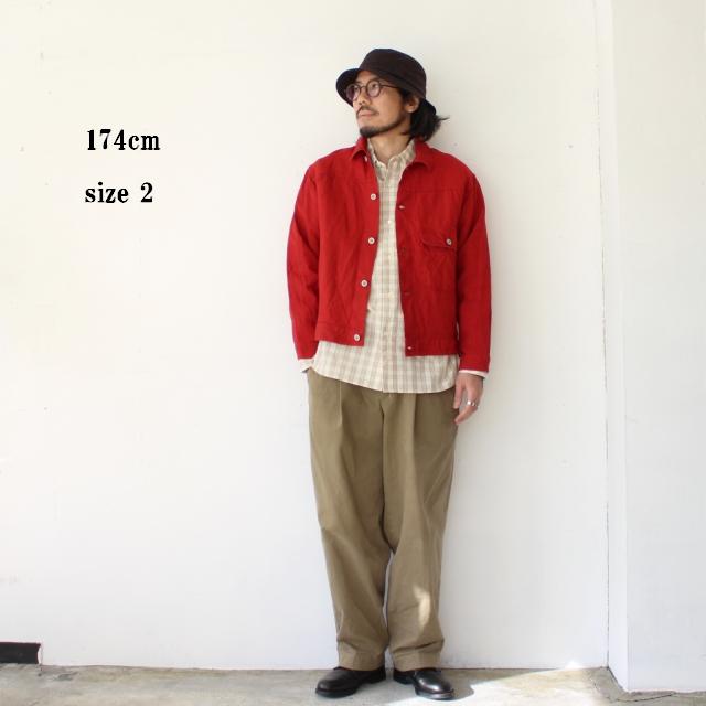 weac. リネンジャケット LOST GENERATION DENIM　（RED）の画像