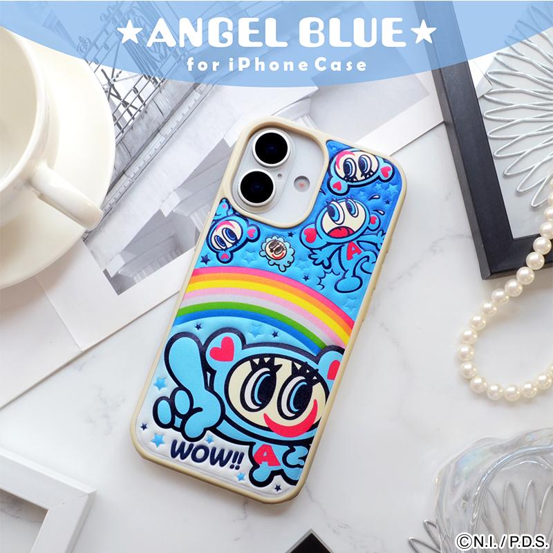 iPhone17 ケース iPhone16 ANGEL BLUE「ぷくぷく背面ケース」iPhone15