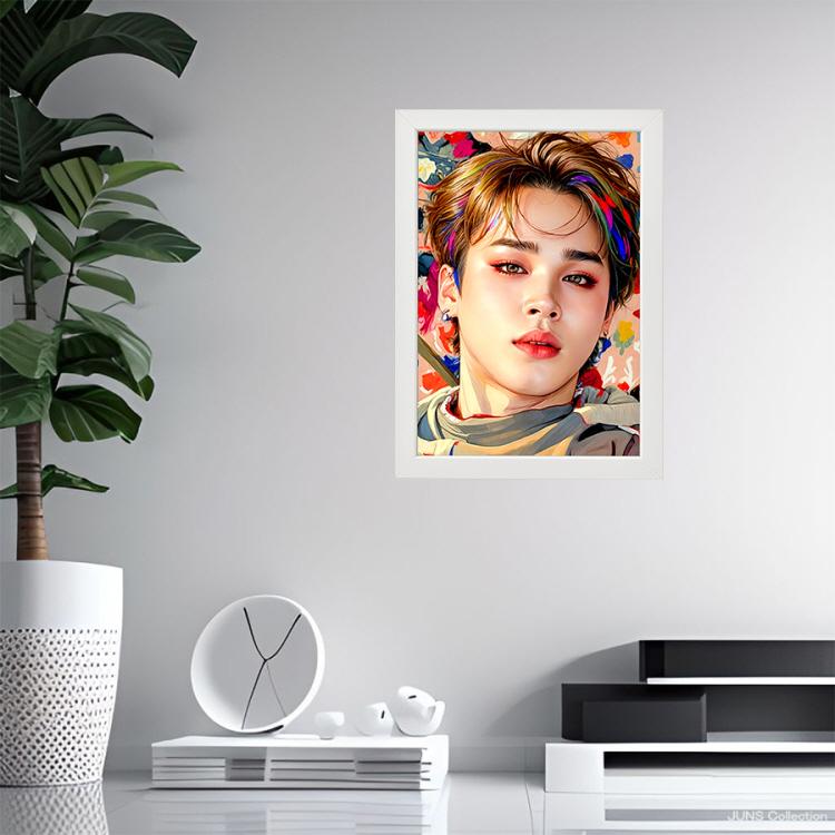 BTS ポスター ジミン BTS JIMIN ジミン アート ポスター +フレームセット 白 (24X33cm