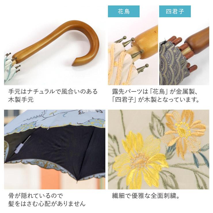 シノワズリーモダン 日傘 完全遮光 レディース 長傘 晴雨兼用 UVカット 涼しい かわず張り 遮熱  刺繍 ギフト 母の日 爆買の画像