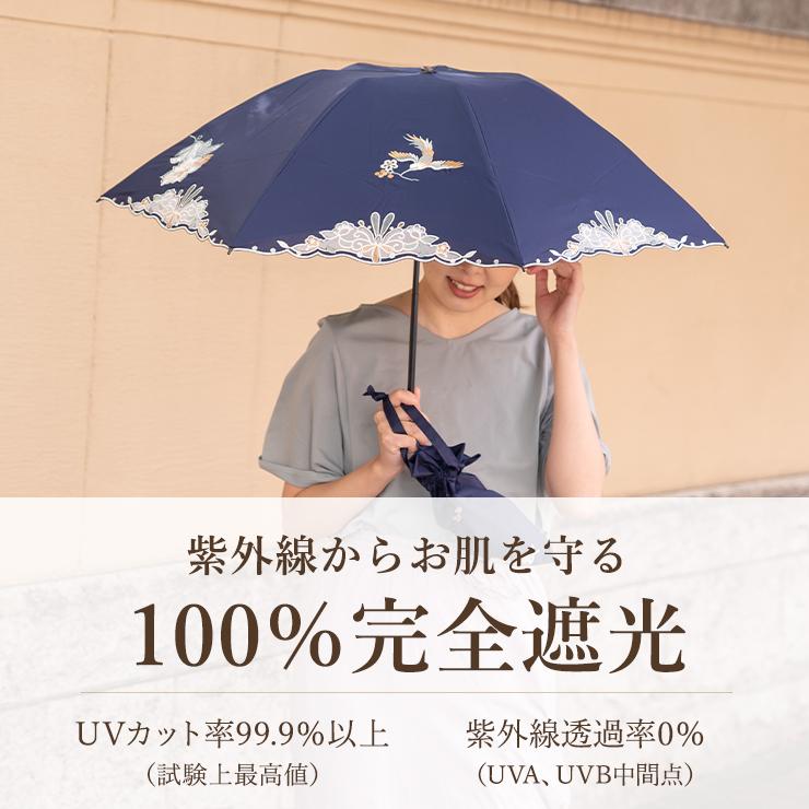 シノワズリーモダン 日傘 完全遮光 晴雨兼用 レディース 折りたたみ UV