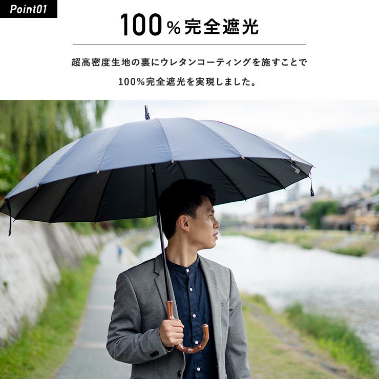 シノワズリーモダン 日傘 完全遮光 長傘 メンズ 男性用 大判 直径111cm