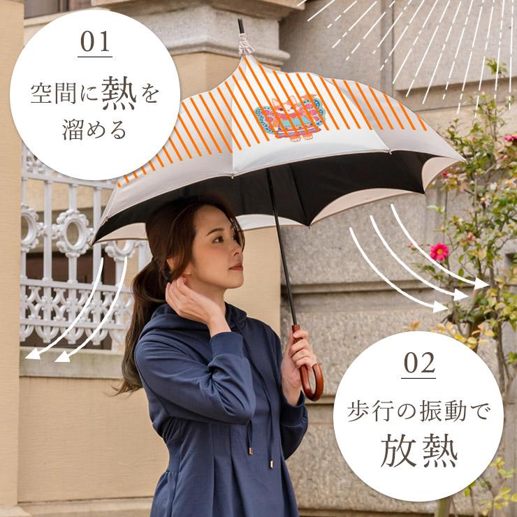シノワズリーモダン 日傘 レディース 長傘 かわず張り 逃熱日傘 完全